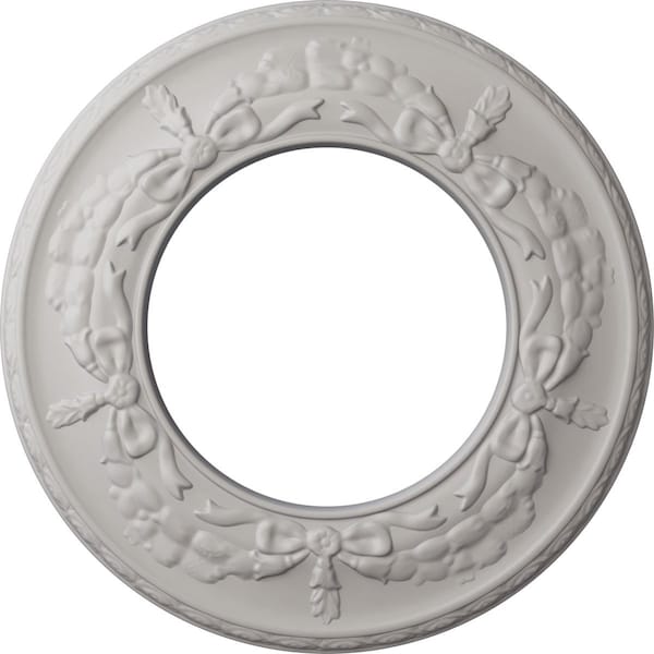 Ekena Millwork Salem Ceiling Medallion (Fits Canopies up to 7 1/8"), 13 1/4"OD x 7 1/8"ID x 7/8"P, Ultra Pure White CM13SAUWF - main